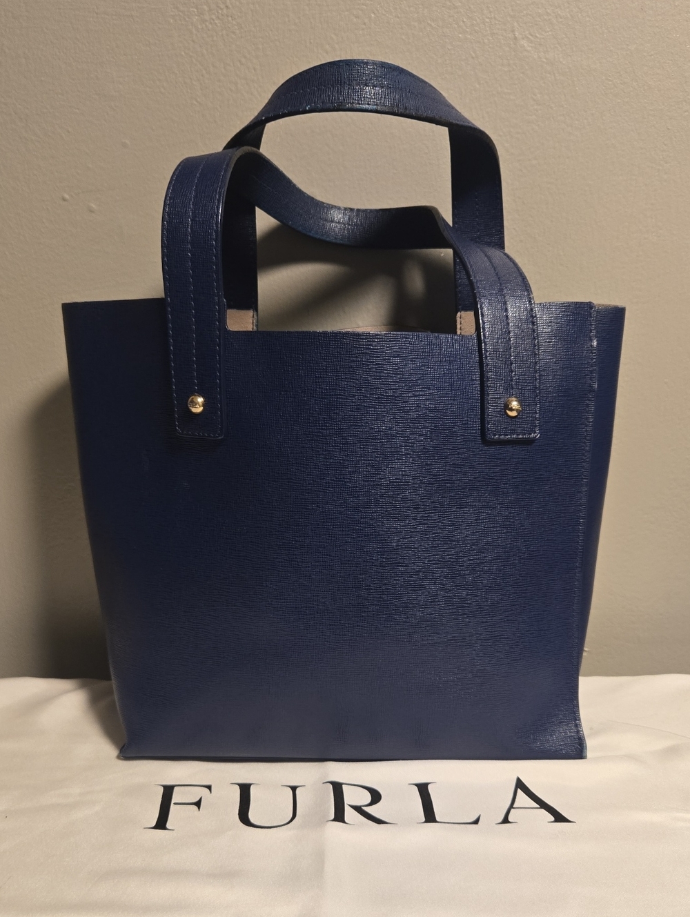 Furla Navy Blue Leather Tote